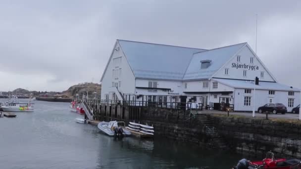 Nordland County Lofoten Adaları Norveç Teki Balıkçı Köyü Manzarası — Stok video
