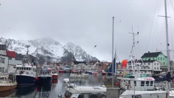 Henningsvaer Rybářská Vesnice Lofotenské Ostrovy Norsko — Stock video