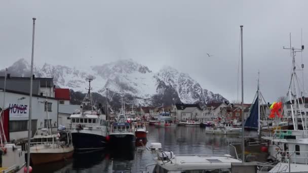 Henningsvaer Fishing Village Lofoten Islands Noruega — Vídeo de Stock