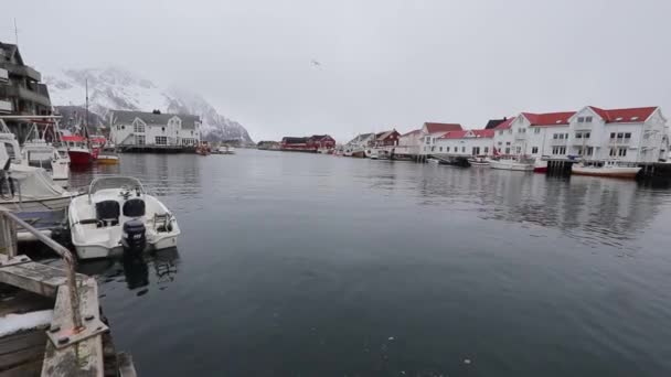 Henningsvaer Fishing Village Lofoten Szigetek Norvégia — Stock videók