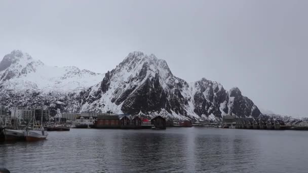 Svolvaer Fischereihafen Auf Den Lofoten Norwegen — Stockvideo
