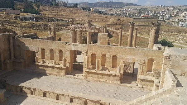Βόρειο Θέατρο Αρχαία Πόλη Του Jerash Ιορδανία — Φωτογραφία Αρχείου