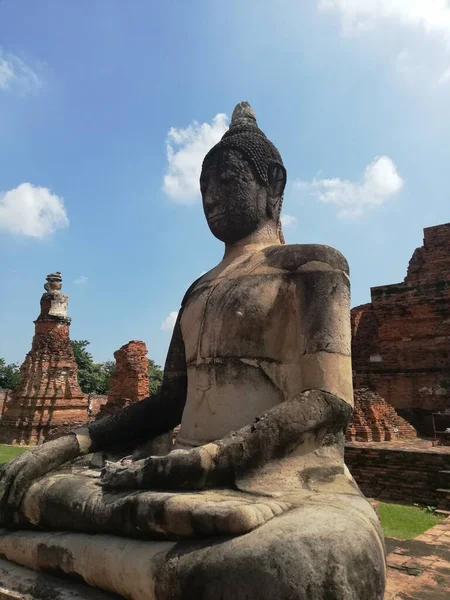 Wat Mahathat Atau Dikenal Sebagai Kuil Relikui Besar Ayutthaya Thailand — Stok Foto