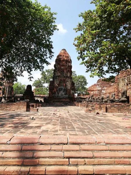 Wat Mahathat Bekend Als Tempel Van Het Grote Relikwie Ayutthaya — Stockfoto