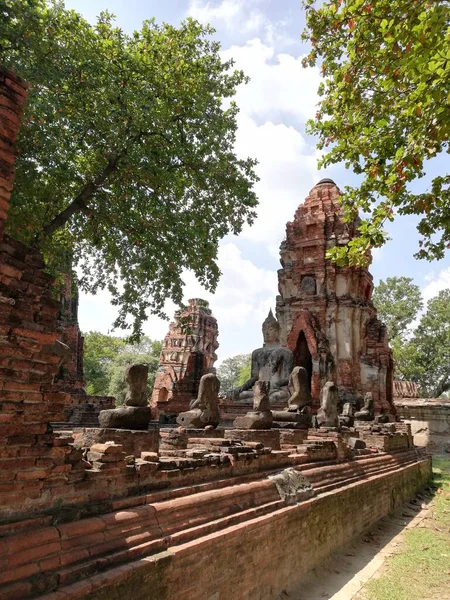 Wat Mahathat Oder Bekannt Als Tempel Der Großen Reliquie Ayutthaya — Stockfoto