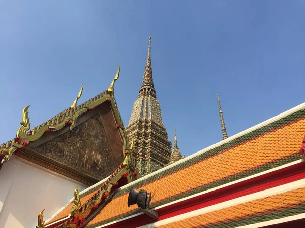 Wat Pho Rozciągacz Leżącego Buddy Jest Buddyjskim Kompleksem Rozciągacza Bangkoku — Zdjęcie stockowe