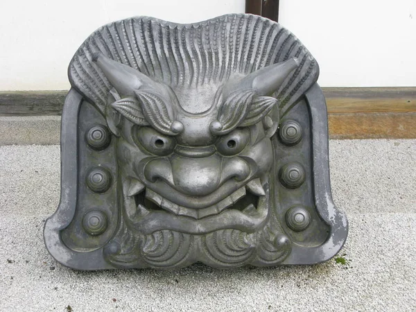 Tuile Onigawara Ogre Bouche Ouverte Temple Tenryuji — Photo