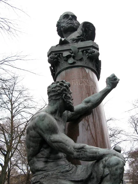 Statue Von John Ericsson Nybroviken Stockholm — Stockfoto