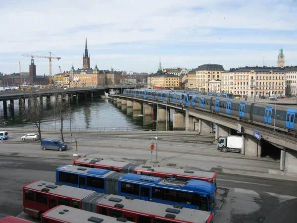 Dzielnica Slussen Południowej Części Sztokholmu Szwecja — Zdjęcie stockowe