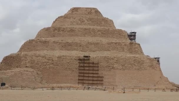 Restauratiewerkzaamheden Aan Step Pyramide Van Djoser Saqqara Egypte — Stockvideo