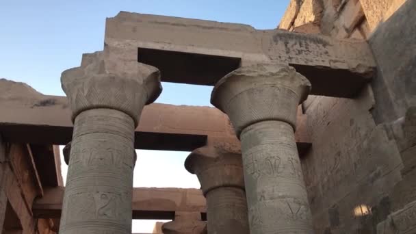Preserved Papyrus Shaped Column Ceiling Kom Ombo Temple Egypt — Stock Video