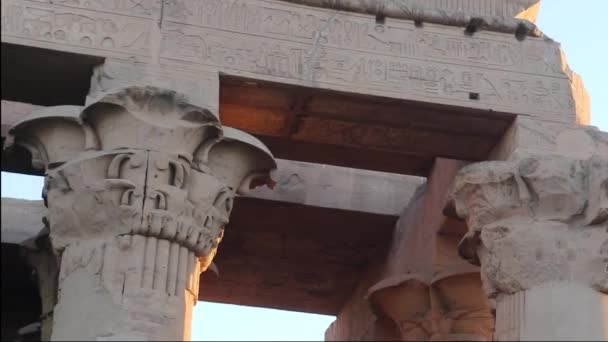 Erhaltene Papyrusförmige Säule Und Decke Kom Ombo Tempel Ägypten — Stockvideo