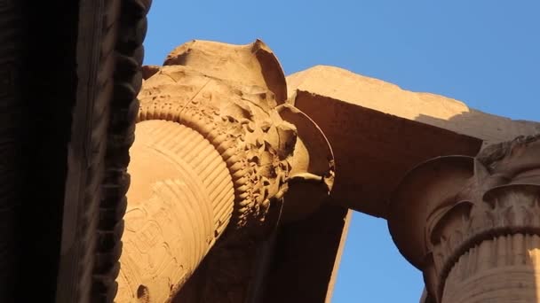 Colonne Plafond Forme Papyrus Préservés Temple Kom Ombo Égypte — Video