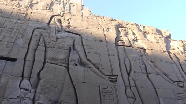 Antikes Einzigartiges Relief Tempel Von Kom Ombo Ägypten — Stockvideo