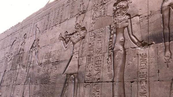 Relieves Las Paredes Del Templo Edfu Egipto —  Fotos de Stock