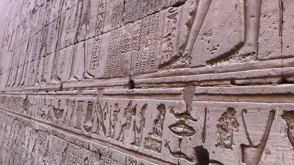 Reliefs Den Wänden Des Tempels Von Edfu Ägypten Stockbild