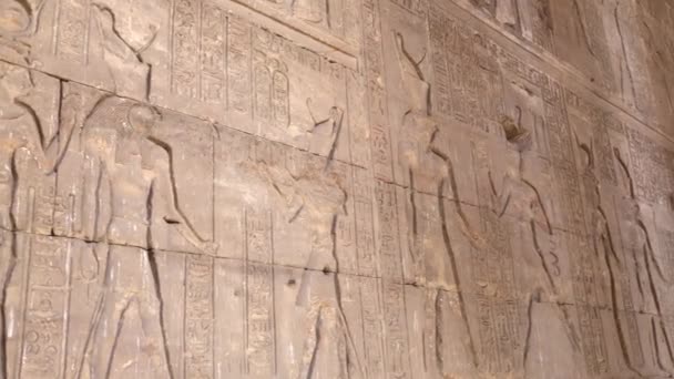 Huvudingången Till Edfu Temple Visar Den Första Pylon Egypten — Stockvideo