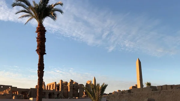 Zachód Słońca Świątyni Karnak Luksorze Egipt — Zdjęcie stockowe