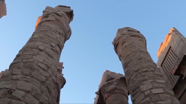 Μεγάλη Υποστύλη Αίθουσα Του Ναού Καρνάκ Στην Αίγυπτο — Αρχείο Βίντεο