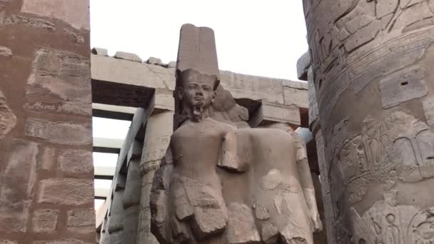 Antike Statuen Karnak Tempel Ägypten — Stockvideo
