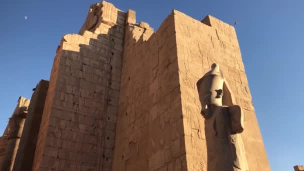 Древние Статуи Храме Карнак Египте — стоковое видео