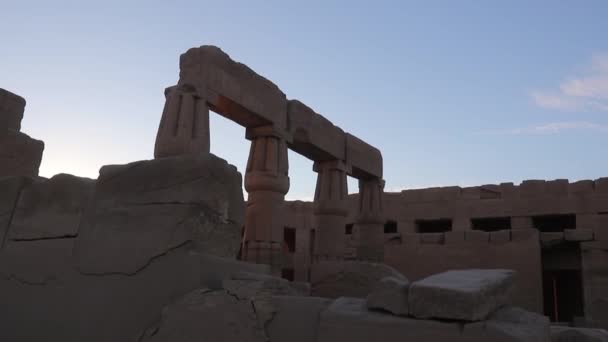 Захід Сонця Храмі Карнак Луксорі Єгипет — стокове відео