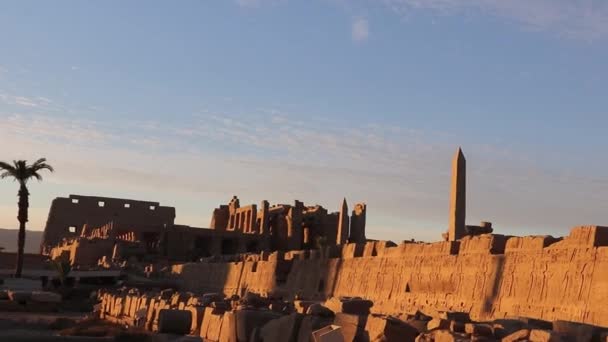 Solnedgång Vid Karnaktemplet Luxor Egypten — Stockvideo