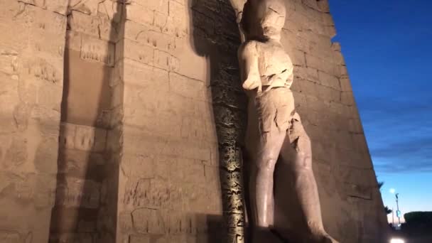 Κολοσσιαίο Άγαλμα Του Ραμσή Στην Είσοδο Του Ναού Λούξορ Αίγυπτος — Αρχείο Βίντεο