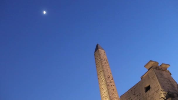 エジプトのルクソール神殿の入り口のオベリスク — ストック動画