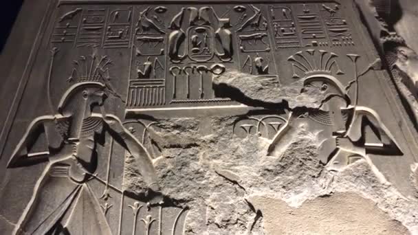Forntida Egyptisk Lättnad Vid Luxor Temple Egypten — Stockvideo