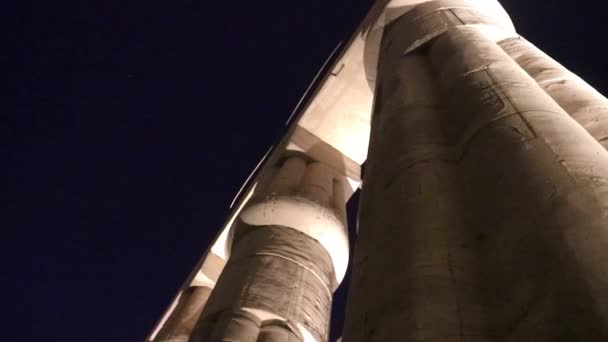 古埃及寺庙建筑群卢克索寺庙的夜晚 — 图库视频影像
