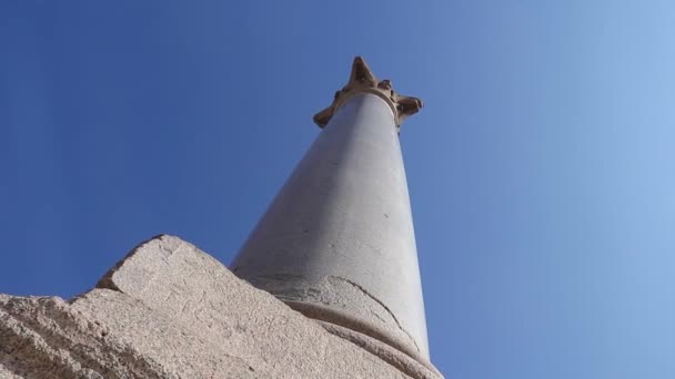 Stanowisko Archeologiczne Przy Ruinach Filaru Pompejów Aleksandrii Egipt — Wideo stockowe
