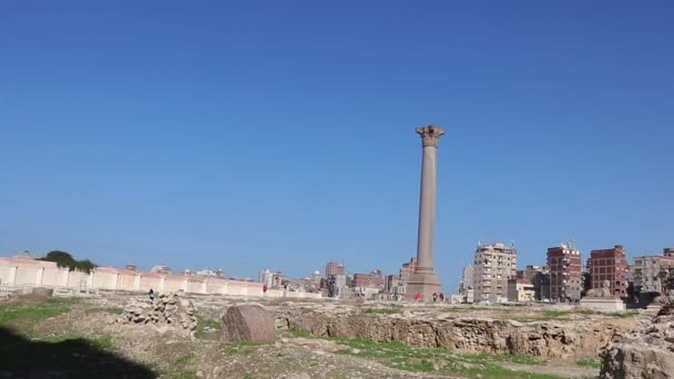 Археологическое Место Руинах Столба Помпей Александрии Египет — стоковое видео