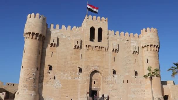 Citadellet Qaitbay Eller Fästningen Qaitbay Alexandria Egypten — Stockvideo