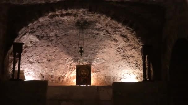 Underjordisk Grotta Där Den Heliga Familjen Bodde Sin Resa Egypten — Stockvideo