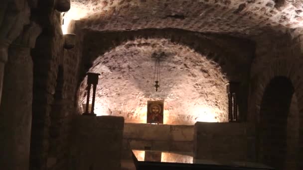 Podziemna Jaskinia Której Święta Rodzina Mieszkała Podczas Podróży Egiptu Kościół — Wideo stockowe