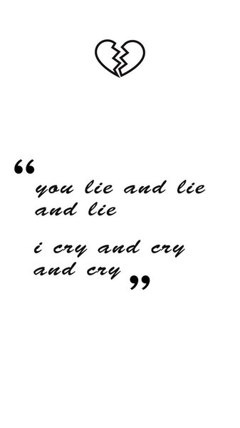 Sad love quote with heart broken icon on white background.
