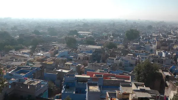 Vista Jodhpur Con Sus Edificios Color Azul Índigo Rajastán India —  Fotos de Stock