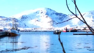 Norveç, Lofoten Adaları 'ndaki yol boyunca manzara.  