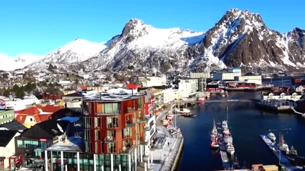 Svolvaer Norveç Kuzeyindeki Güzel Yerlerden Biri Olan Lofoten Adaları Açılan — Stok video