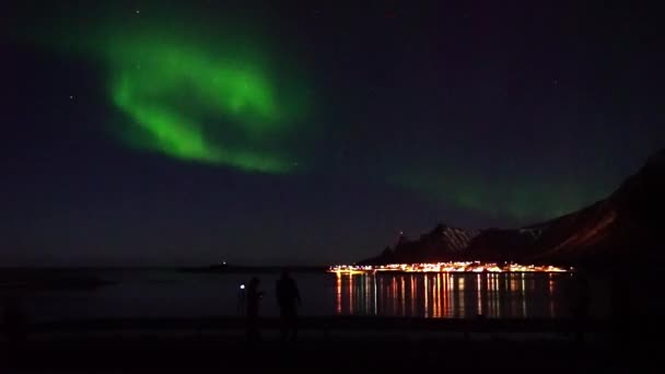 Het Noorderlicht Tromso Aurora Borealis Noorwegen — Stockvideo