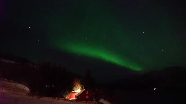 Tromso Daki Kuzey Işıkları Aurora Borealis Norveç — Stok video