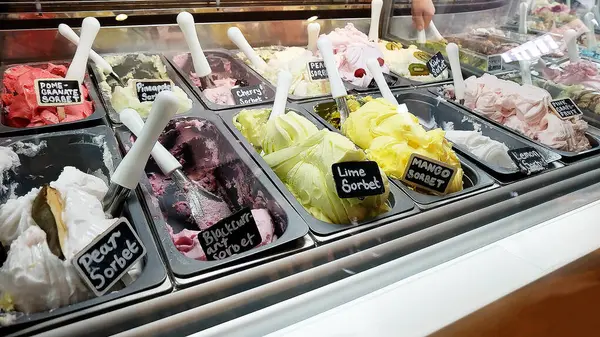 Gelato Ice Cream Display Londonban Angliában — Stock Fotó