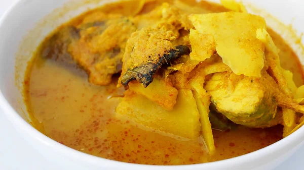 Pikantne Kwaśne Curry Filetem Dna Morskiego Ninas Cafe Restaurant Nakorn — Zdjęcie stockowe