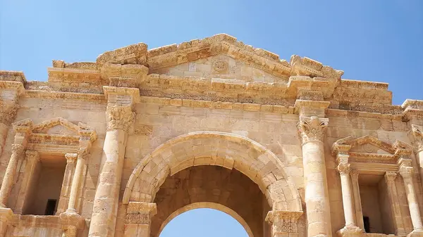 Αψίδα Του Αδριανού Στην Αρχαία Πόλη Jerash Ιορδανία — Φωτογραφία Αρχείου