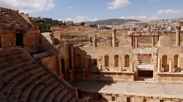 Teatro Norte Antigua Ciudad Jerash Jordania —  Fotos de Stock