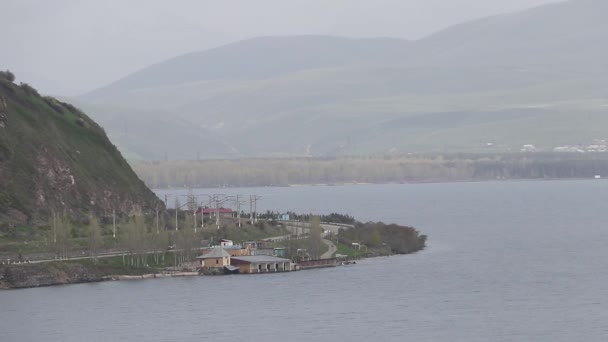 Горный Пейзаж Вокруг Озера Севан Монастыря Севанаванк Армения — стоковое видео