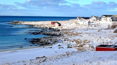 Norveç 'in Lofoten Adaları' ndaki Skagsanden Sahili.