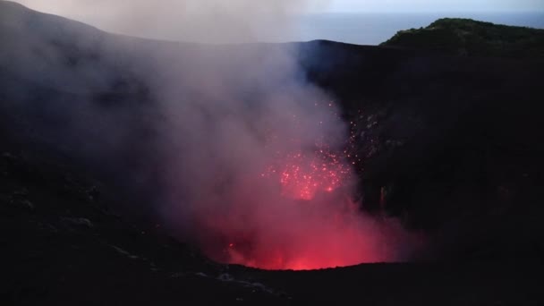 Wybuchający Wulkan Wyspie Tanna Vanuatu Góra Yasur — Wideo stockowe