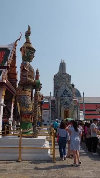 Yaksha Heykeli Tayland Daki Zümrüt Buda Tapınağı Devleri — Stok video